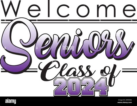 Welcome Seniors Class Of 2024 Varsity Banner Purple Stock Vector Image
