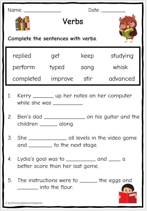 Verb Worksheets | Verbs in Sentences | Free Printables
