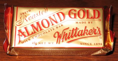 You have indeed discovered gold., good honest chocolate, palm oil free, whittaker's almond gold roasted almonds in rainforest alliance creamy milk chocolate block. Whittaker's - Wikipedia