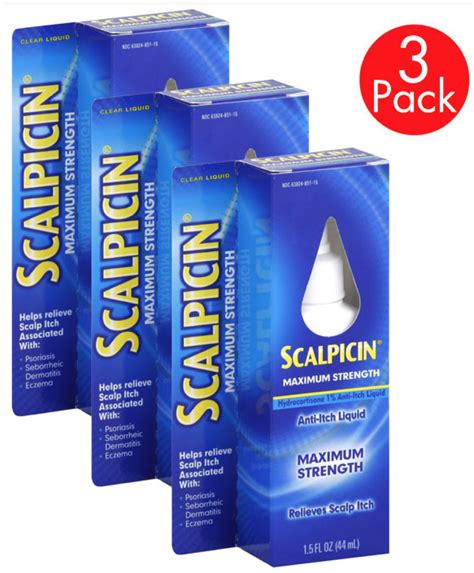Scalpicin Maximum Strength Scalp Anti Itch Liquid Medication 3 Pack