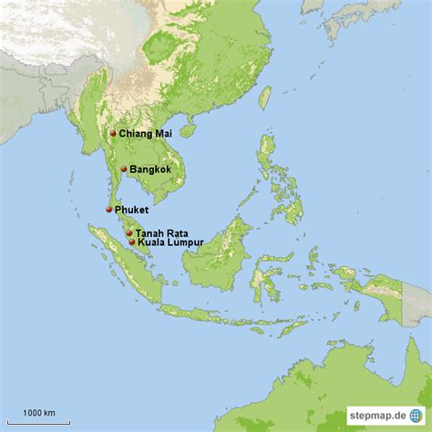 Best trip from morocco to malaysia | رحلة العمر. StepMap - Thailand, Malaysia 2009 - Landkarte für Asien