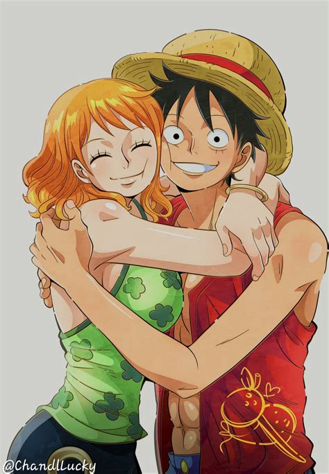 Luffy And Nami Hugging Each Monkey D Luffy X Nami