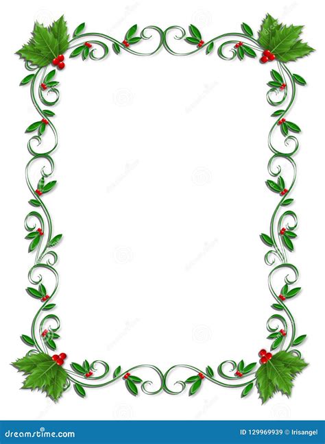 Christmas Border Holly Ornamental Stock Image Illustration Of