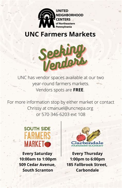 UNC Farmers Markets Seeking Vendors - The Greater Scranton Chamber