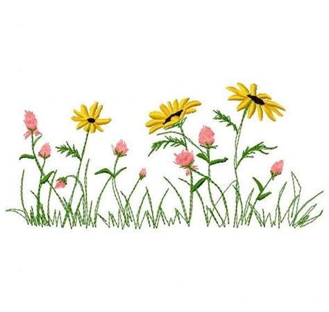 Wildflowers Machine Embroidery Design Instant Download Etsy Flower