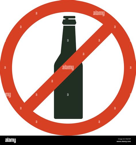 No Alcohol Sign Prohibiting Alcohol Beverages Red Forbidden Symbol