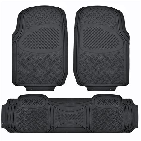 Car Floor Mats for All Weather Heavy Duty Rubber 3 Piece Black
