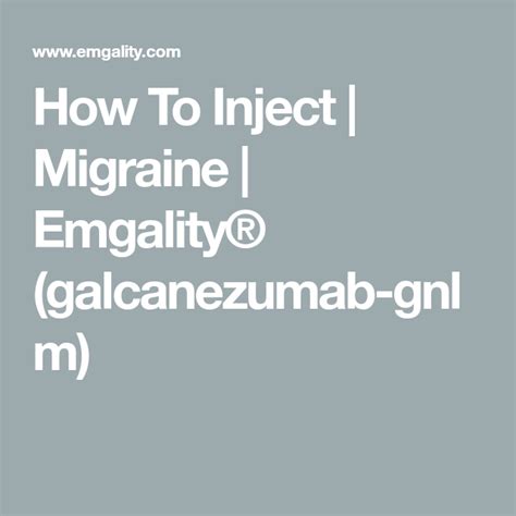 Drug information on emgality prefilled pen, emgality prefilled syringe (galcanezumab) includes side effects, uses, drug interactions, dosage, drug pictures, overdose symptoms, and what to avoid. How To Inject | Migraine | Emgality® (galcanezumab-gnlm ...