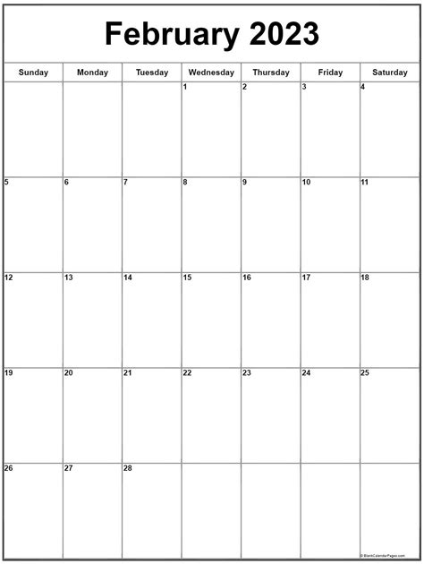 february 2023 vertical calendar portrait