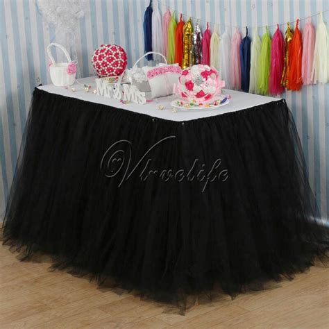 Black 100cm X 80cm Tulle Tutu Table Skirt Custom Wonderland Tulle Table