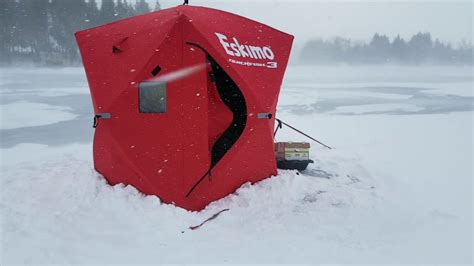 Ice fishing Island lake - YouTube