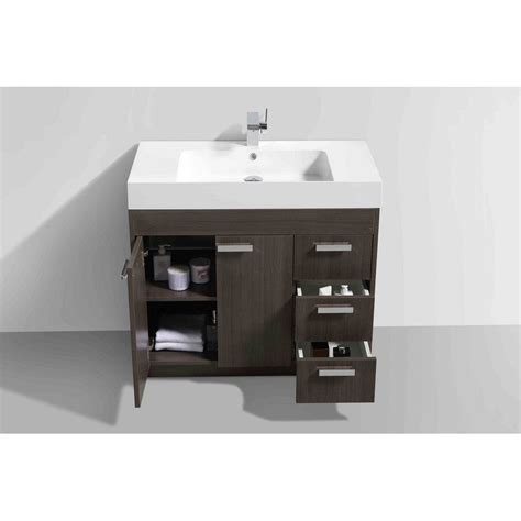 Eviva Lugano 36 X 355 Gray Oak Bathroom Vanity With White Single