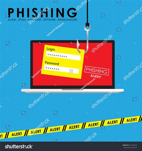 Phishing Alert Vector Illustration Cyber Scam Stock Vector (Royalty