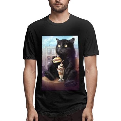 Black Cat Mens Short Sleeve T Shirt Funny Humor Graphic Tee Amazon