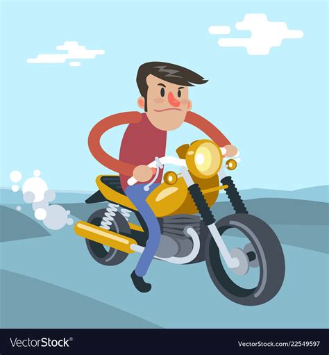 Biker Riding A Motorcycle Cartoon Royalty Free Vector Image Vlrengbr