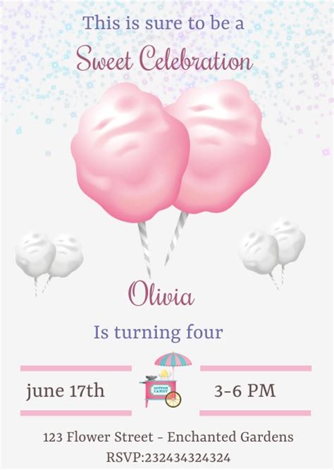 Cotton Candy Birthday Invitation Template Postermywall