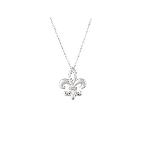 01ct Tw Diamond Fleur De Lis Necklace In Sterling Silver Snd08226