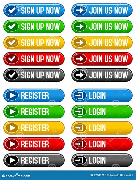 Sign Up Register Login Buttons Stock Vector Illustration Of Buttons