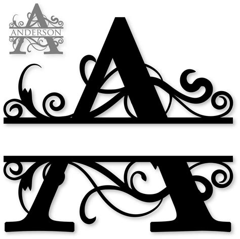 Regal Split Monogram Font Svg Alphabet Letters Dxf Eps Png Images