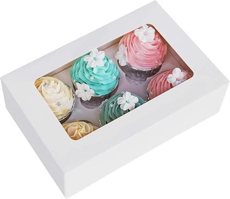 Cupcake Boxes With Inserts 6 Holders 9x6x3inch Large White Standard