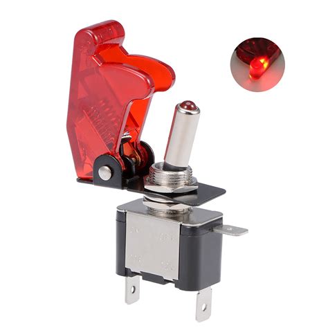 Spst Latching Rocker Toggle Switch Red Led Light 20a 12v 3p On Off With