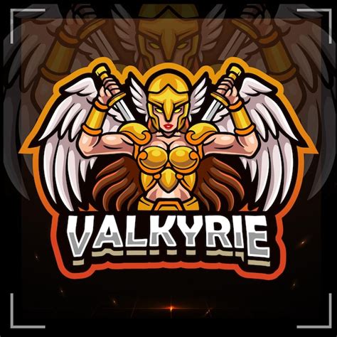 Diseño de logotipo de esport de la mascota de valkyrie Vector Premium