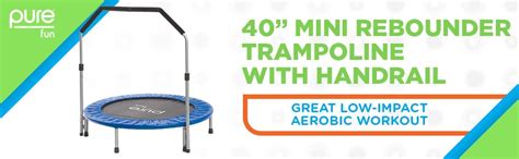 Pure Fun 40 Inch Exercise Trampoline With Handrail Recreational