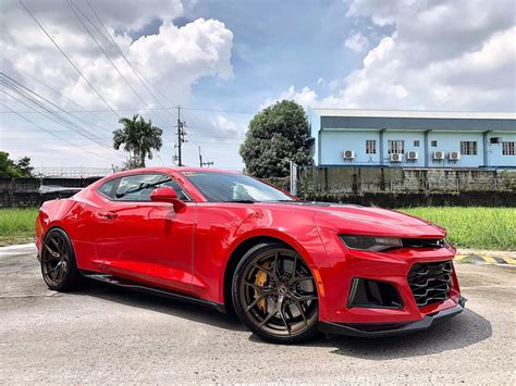 Chevrolet Camaro Zl1 6th Gen Red With Bronze Vossen Hf 5 Wheel Front