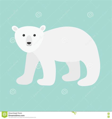 Arctic Polar Bear Cub Cute Cartoon Baby Character Flat
