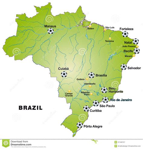 Maps of brazil a link atlas karte brasilien | stöckl die nr.1 boa constrictor seite im internet. Karte Von Brasilien Mit Fußballstadien Im Grün Vektor ...