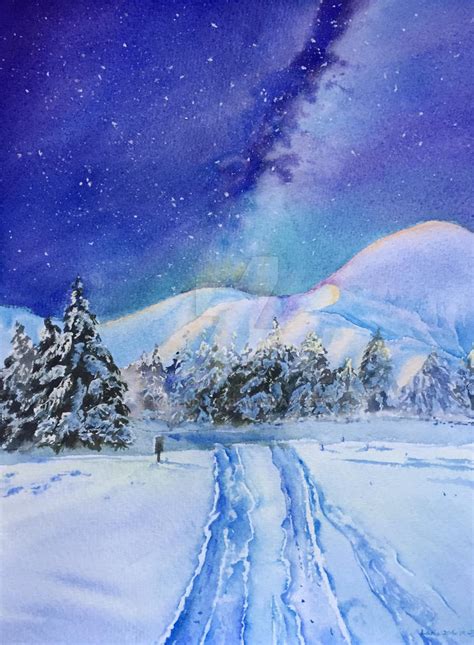 Starry Night In Snow By Karenduan On Deviantart