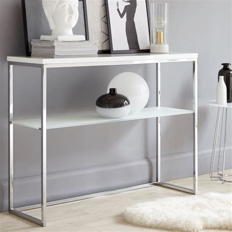 Acute White Gloss And Chrome Console Table Console Table