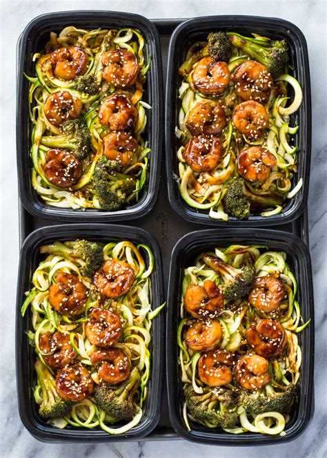 4 healthy noodles to give your pasta dishes an upgrade. Shrimp Teriyaki Zucchini Noodles Meal-Prep | Gimme Delicious