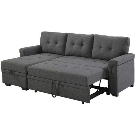 Traditional style gets a modern update in this tufted reversible sleeper sectional! Lilola Home Lucca Linen Reversible Sleeper Sectional Sofa ...