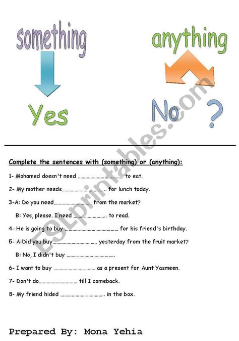 Something Anything Esl Worksheet By Only4mybaby