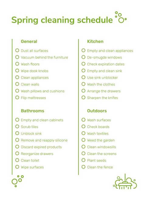 Free Linear Spring Cleaning Checklist Template Hot Sex Picture