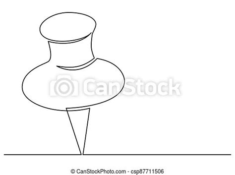 Continuous One Line Art Drawing Of Pin Pushpin Vector Illustration