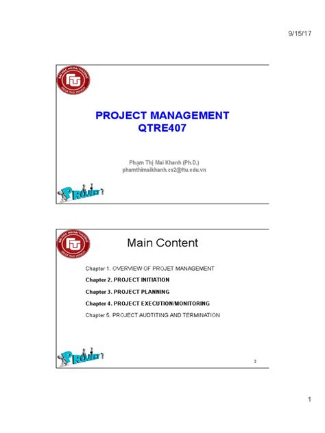 Ch1 Project Management Handout Pdf Project Management Business
