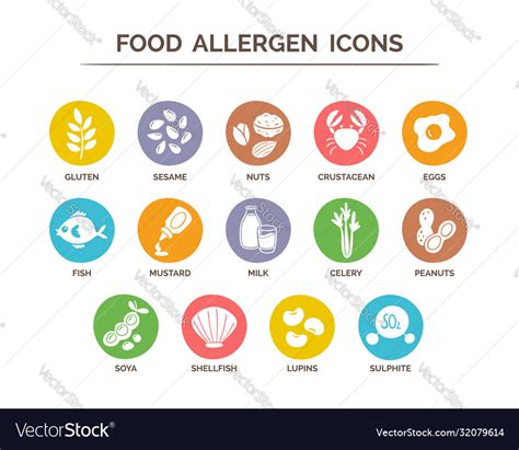 Food Allergen Icons Set Royalty Free Vector Image