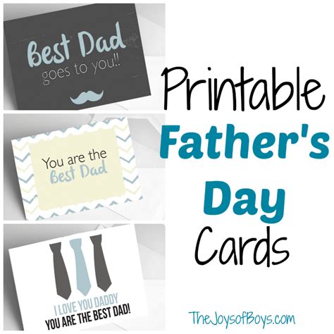 printable fathers day cards the joys of boys