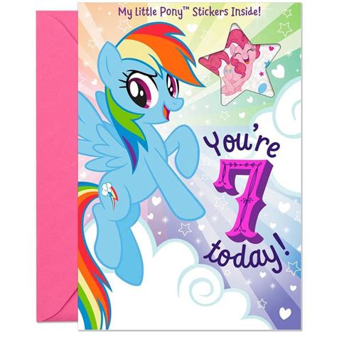 My Little Pony 7th Birthday Card With Stickers Hallmark Greeting