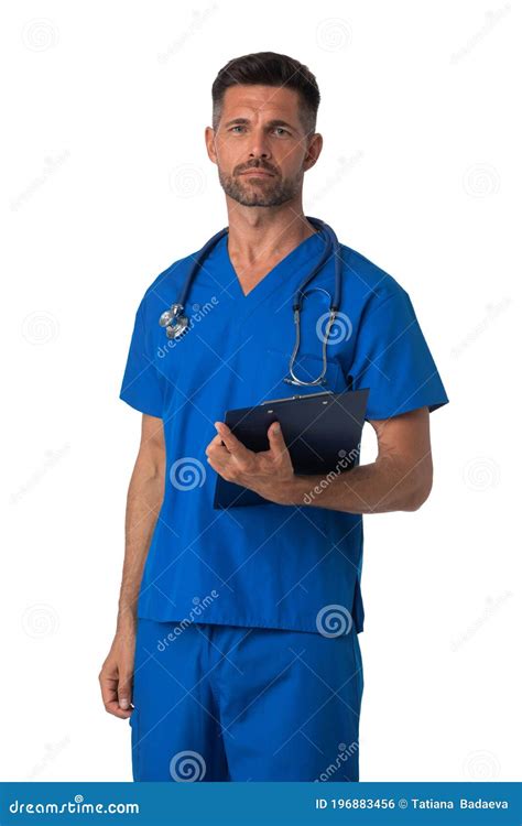 Male Nurse In Uniform Isolated On White Stock Photo Image Of Doctor