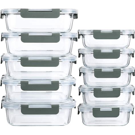 10 Pack Glass Meal Prep Containers With Lids Mcirco Glass Food Storage