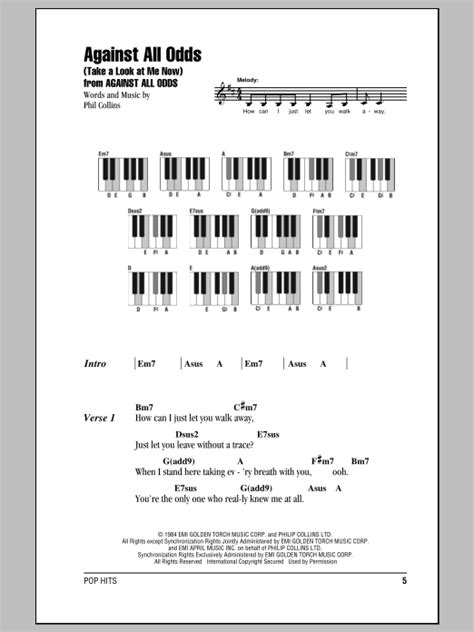 Take a good look at me now, 'cause i'll still be standing here. Against All Odds (Take A Look At Me Now) sheet music by ...