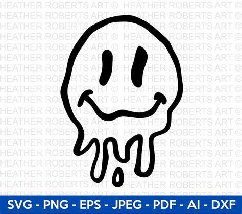 Dripping Smiley Face Svg Scary Face Svg Groovy Face Etsy Denmark