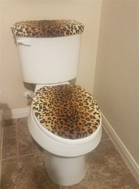 Leopard Print Fleece Fabric Toilet Seat Cover Set Bathroom Etsy