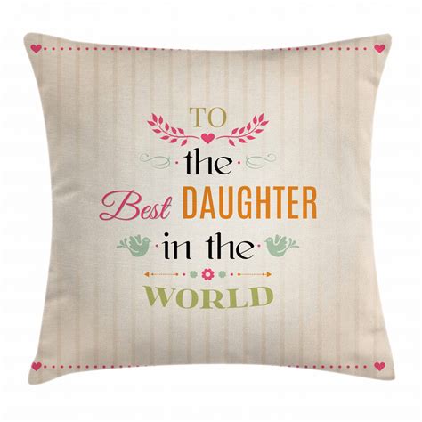 Daughter Throw Pillow Cushion Cover Vertical Striped Background To The