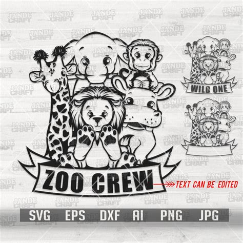 Zoo Crew Svg Wild One Svg Zoo Animals Clipart Birthday Etsy