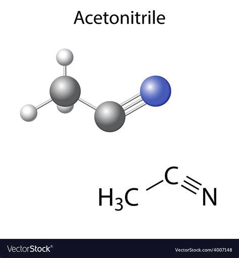 Structural Chemical Model Of Acetonitrile Vector Image