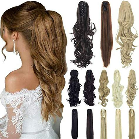 18 21 Straight Curly Synthetic Clip In Claw Ponytail Hair Extension